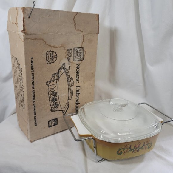 Nordic Unbreakables, Heavy Cast Aluminum, 2-Quart Dish w/Cover & Rack, Vintage - Picture 4 of 9